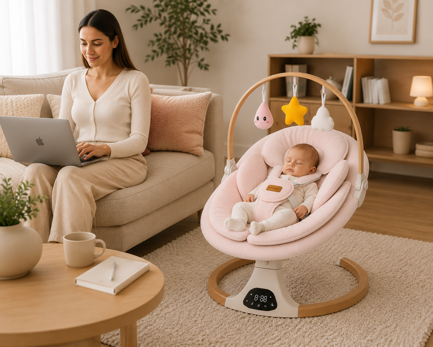 Monamii baby swing 5-point safety harness close-up