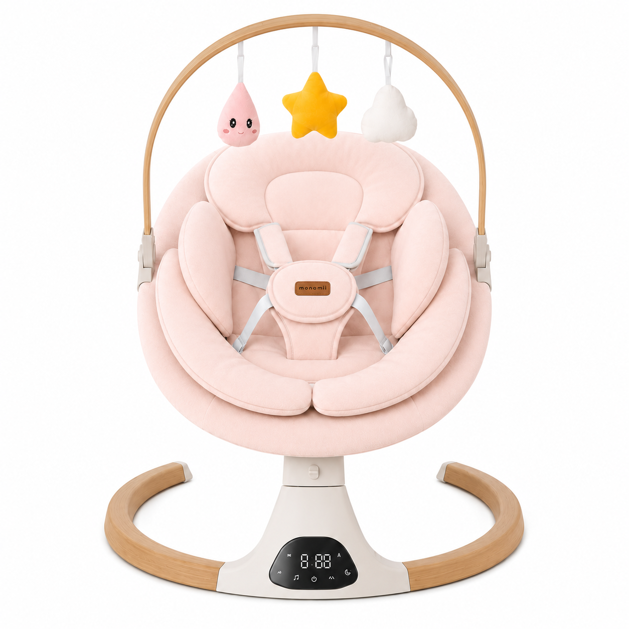 Monamii electric baby swing for infants, Black, front view